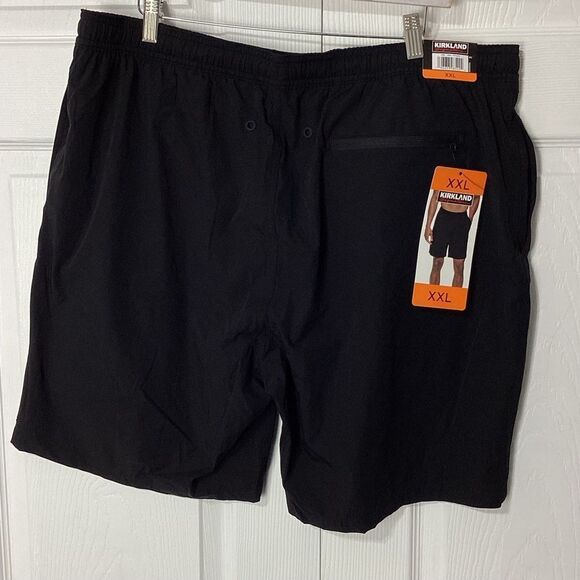 Men's Swim Short Kirkland Zipper Back Pocket Lined Black XXL NWT - Picture 1 of 8